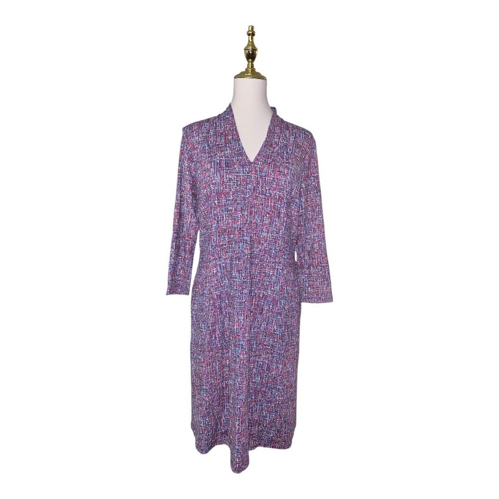 J. McLaughlin Dress Women L Ivana Catalina Cloth Sheath Splatter Grid Print